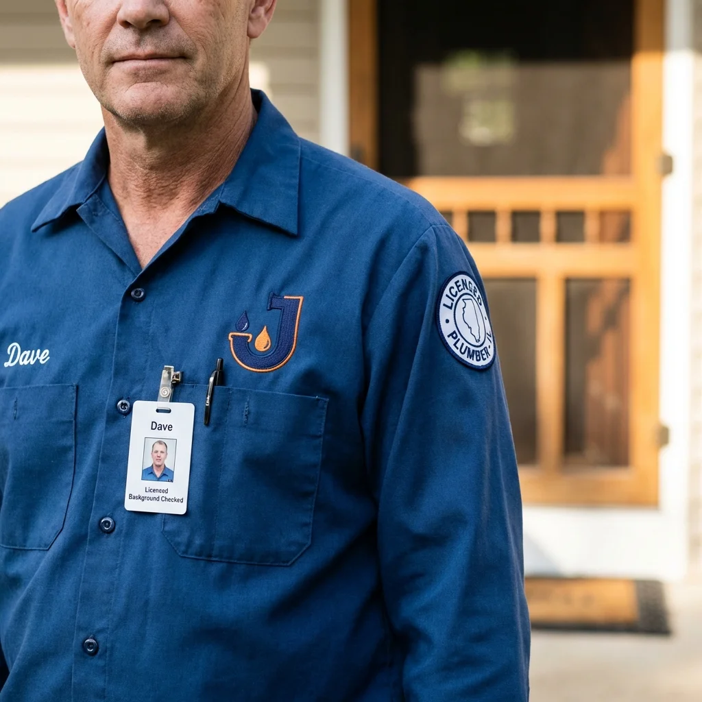 Licensed plumber showing ID badge in Pirtleville, AZ