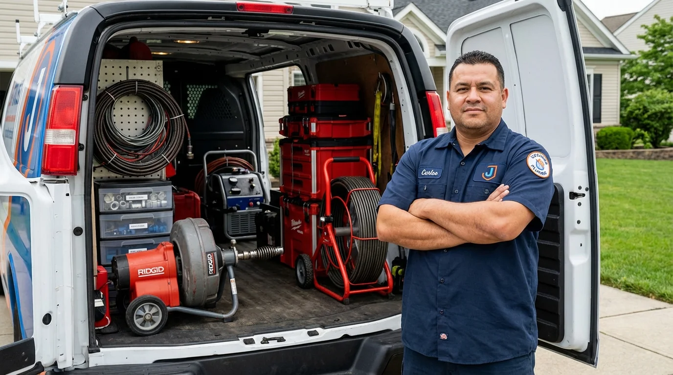 Professional drain cleaning equipment and Johns Plumbing LLC plumber in Pirtleville