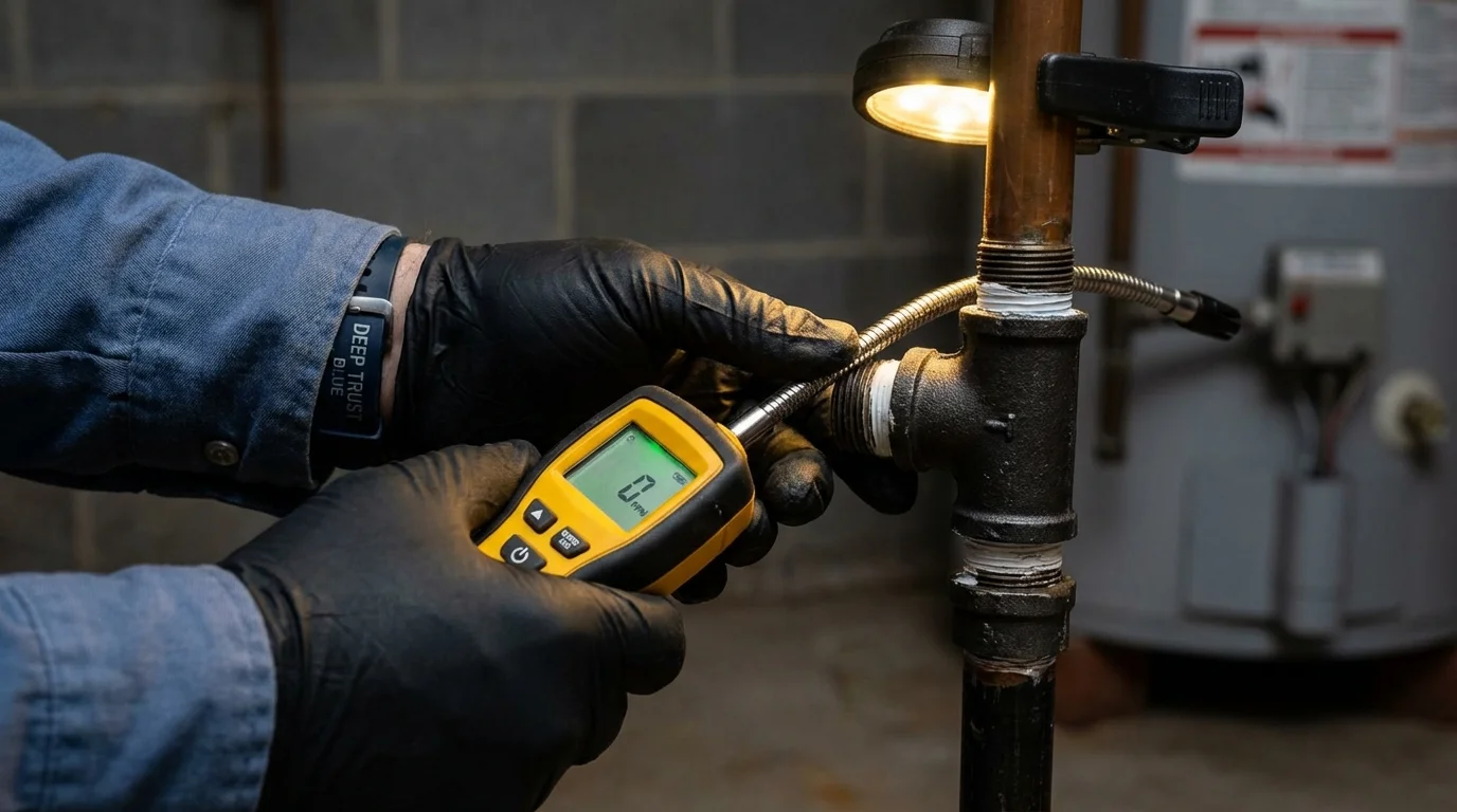 Gas leak detection with electronic sniffer by Johns Plumbing LLC in Pirtleville