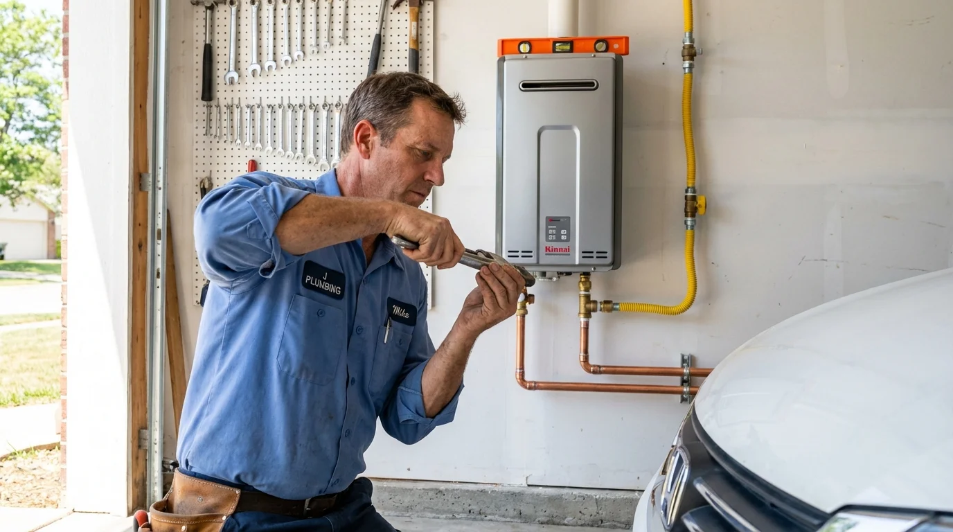 Tankless water heater installation by a Johns Plumbing LLC plumber in Pirtleville